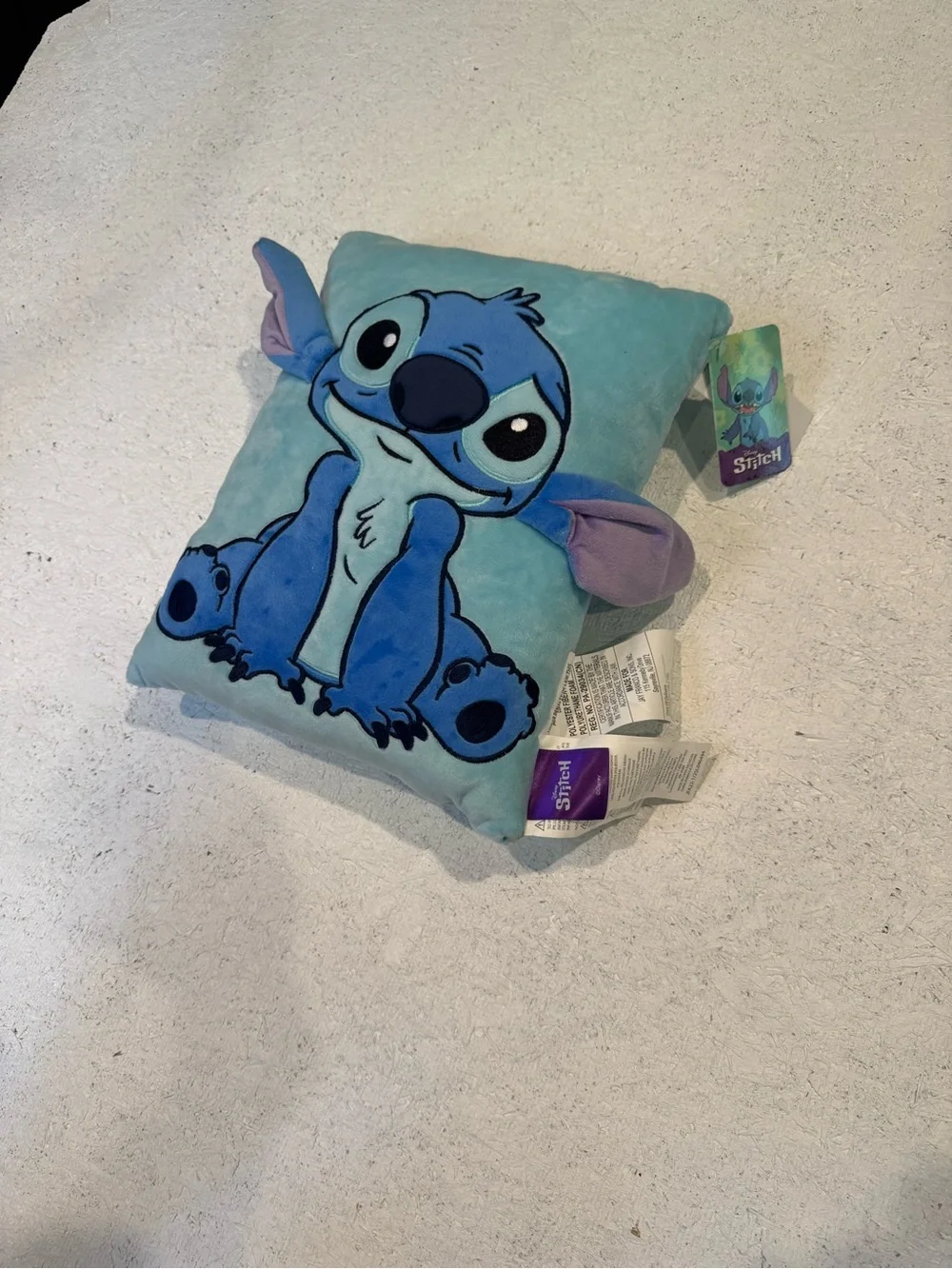 Disney Lilo & Stitch Plush Pillow Blue 3D Ears Decorative Throw Pillow NWT